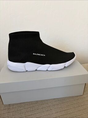 Balenciaga men’s Black and White Sock Sneaker